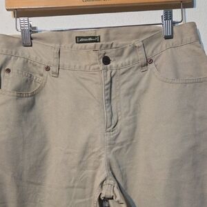 Casual Pants Eddie Bauer 10 Flannel Lined Khaki Brushed Straight Leg Cozy